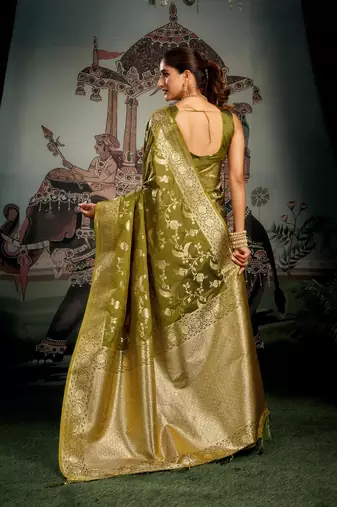 mehendi festive wear premium soft silk saree with zari work