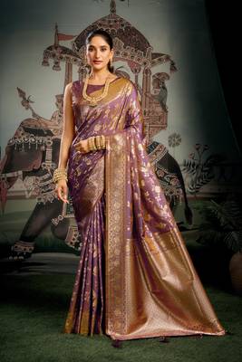 Wine premium soft silk zari woven saree with blouse 1
