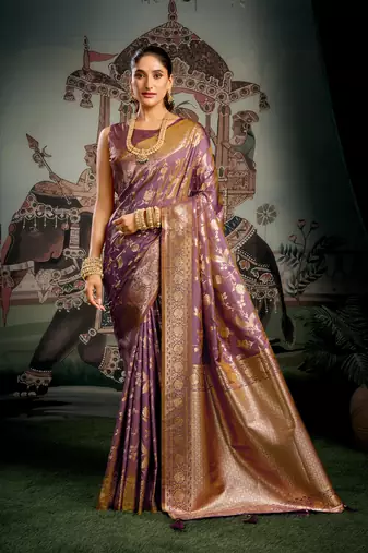 Wine premium soft silk zari woven saree with blouse