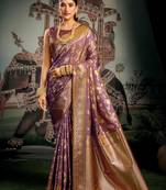 Wine premium soft silk zari woven saree with blouse