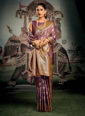Wine premium soft silk zari woven saree with blouse 2
