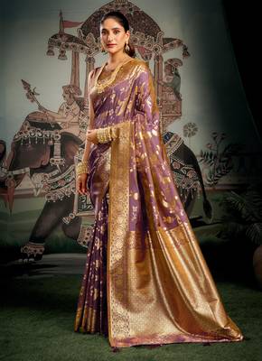 Wine premium soft silk zari woven saree with blouse 3