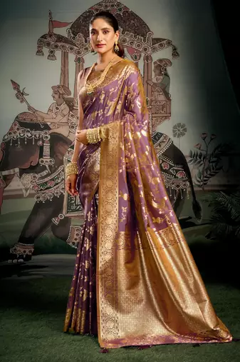 Wine premium soft silk zari woven saree with blouse