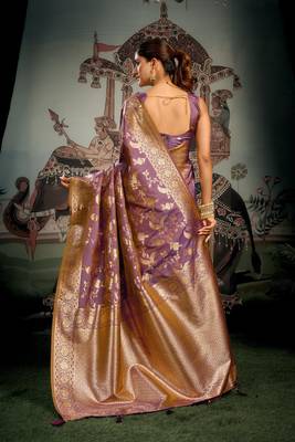 Wine premium soft silk zari woven saree with blouse 5