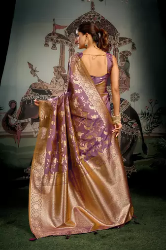 Wine premium soft silk zari woven saree with blouse