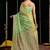 Green soft spun cotton zari woven saree with blouse