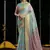 Turquoise soft spun cotton zari woven saree with blouse