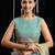 Turquoise soft spun cotton zari woven saree with blouse