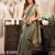 Grey khadi cotton zari woven saree with blouse