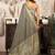 Grey khadi cotton zari woven saree with blouse