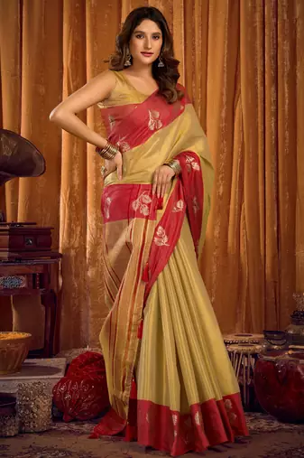 Pista green soft tissue zari woven saree with blouse
