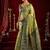 Pista green modal banarasi zari woven saree with blouse