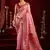 Baby pink modal banarasi zari woven saree with blouse
