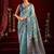 Sky blue modal banarasi zari woven saree with blouse