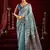 Sky blue modal banarasi zari woven saree with blouse