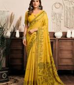 Mustard modal art silk warli work saree with blouse