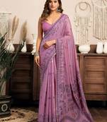 Purple modal art silk warli work saree with blouse