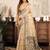 Cream modal art silk warli work saree with blouse