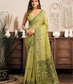 Green modal art silk warli work saree with blouse