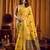 Yellow khadi cotton mina work saree with blouse