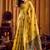 Yellow khadi cotton mina work saree with blouse