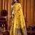 Yellow khadi cotton mina work saree with blouse