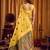 Yellow khadi cotton mina work saree with blouse