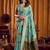 Sky blue khadi cotton mina work saree with blouse