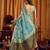Sky blue khadi cotton mina work saree with blouse