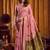 Pink khadi cotton mina work saree with blouse