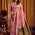 Pink khadi cotton mina work saree with blouse