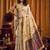 Cream khadi cotton mina work saree with blouse