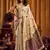 Cream khadi cotton mina work saree with blouse
