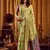 Green khadi cotton mina work saree with blouse