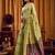 Green khadi cotton mina work saree with blouse