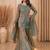 Sea green zari Sequin embroidery work silk kurta & sharara with dupatta set