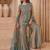 Sea green zari Sequin embroidery work silk kurta & sharara with dupatta set