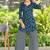 Navy blue leaf print poly cotton fusion wear co-ord set