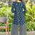 Navy blue leaf print poly cotton fusion wear co-ord set