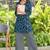 Navy blue leaf print poly cotton fusion wear co-ord set