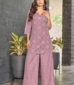 Pink geometric print poly cotton fusion wear co-ord set