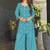 Sky blue geometric print poly cotton fusion wear co-ord set