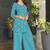 Sky blue geometric print poly cotton fusion wear co-ord set