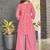 Red block print poly cotton fusion wear co-ord set