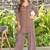 Brown block print poly cotton fusion wear co-ord set