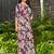 Plum purple floral print rayon relaxed fit co-ord set