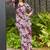 Plum purple floral print rayon relaxed fit co-ord set