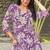 Purple floral print rayon relaxed fit co-ord set
