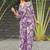 Purple floral print rayon relaxed fit co-ord set