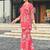 Reddish pink floral print rayon relaxed fit co-ord set